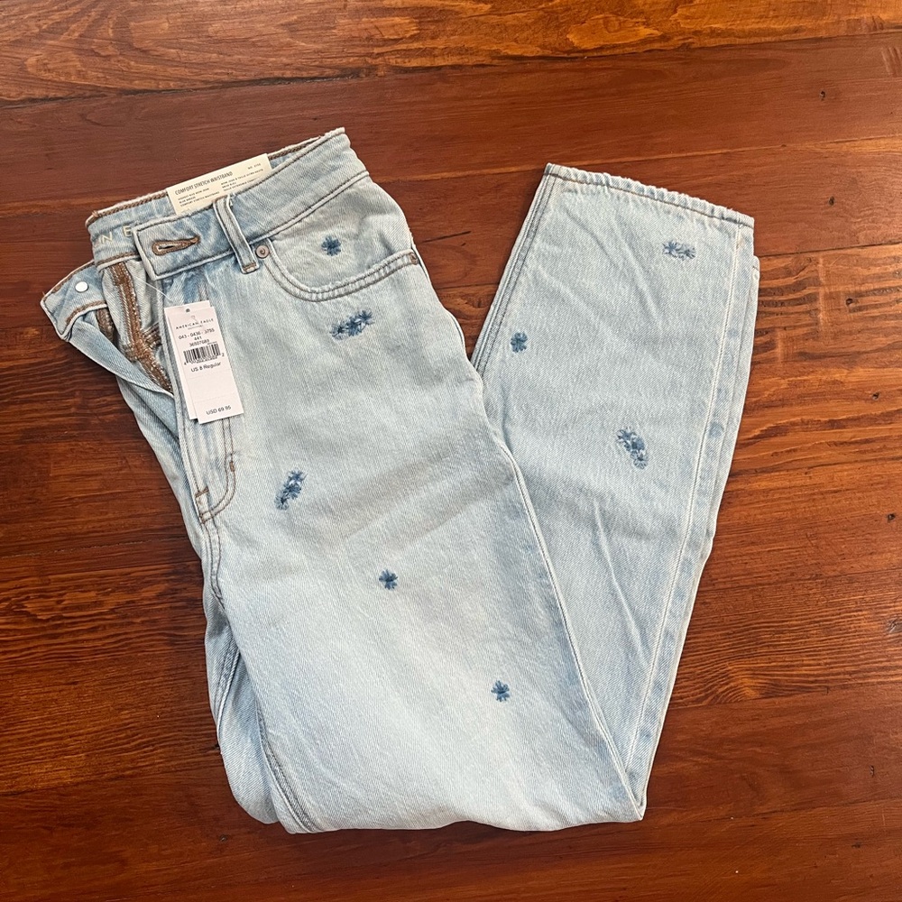 American Eagle Floral Jeans Size 8
